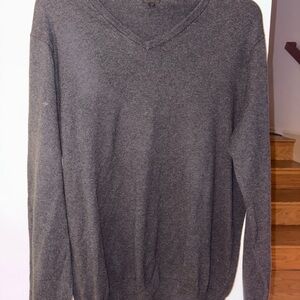 J. Crew Men’s Gray V Neck Pullover Sweater Cotton Cashmere Size XLT